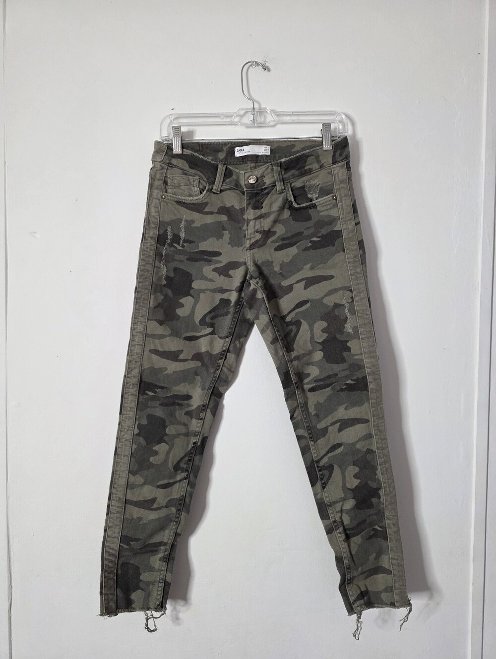 Zara Green Camouflage Skinny Jeans Size 4
